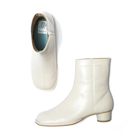 日本製【防水】Emma Francis 素面高跟靴 (9014a-L 177)(Ivory leather)（アイボリー レザー）