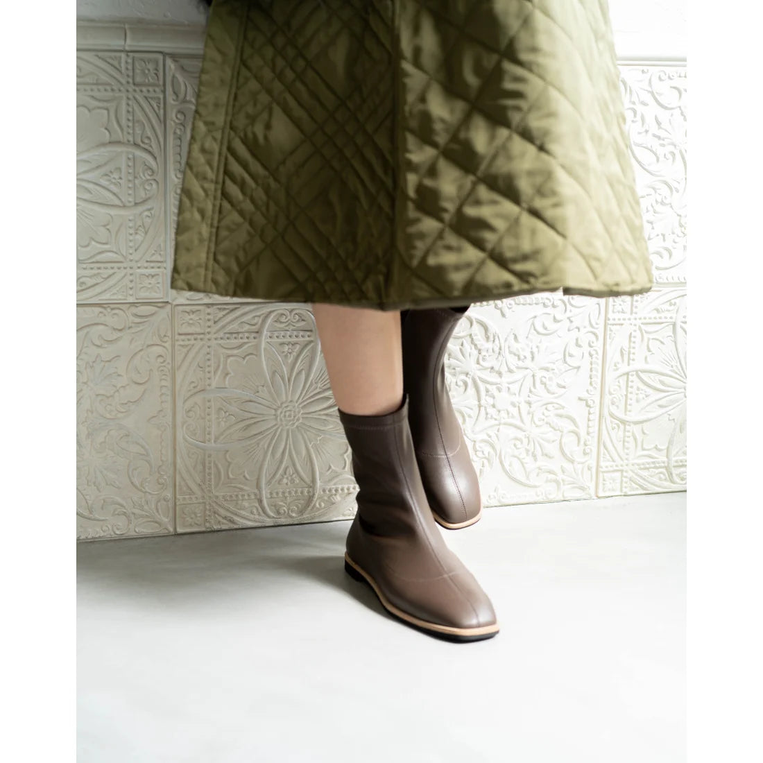 日本製 [蘋果皮][防水]Emma Francis 彈性靴子(9011a-AP 105)(Brown apple leather)（ブラウン アップルレザー）