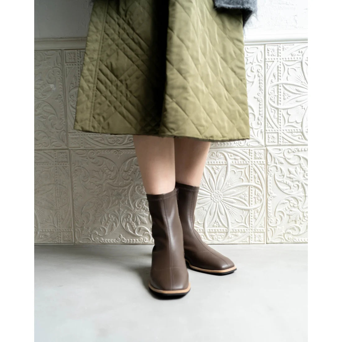 日本製 [蘋果皮][防水]Emma Francis 彈性靴子(9011a-AP 105)(Brown apple leather)（ブラウン アップルレザー）