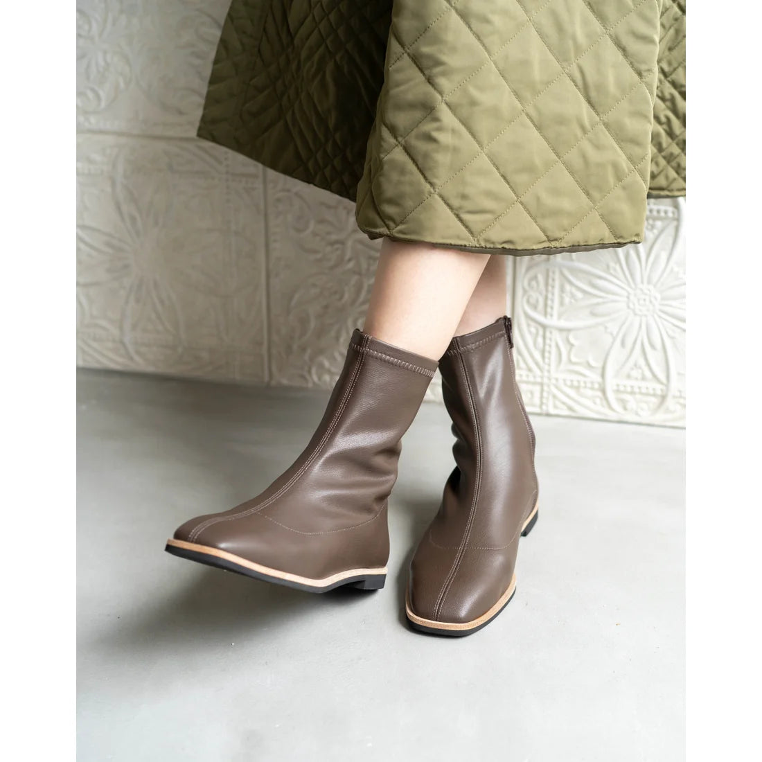 日本製 [蘋果皮][防水]Emma Francis 彈性靴子(9011a-AP 105)(Brown apple leather)（ブラウン アップルレザー）