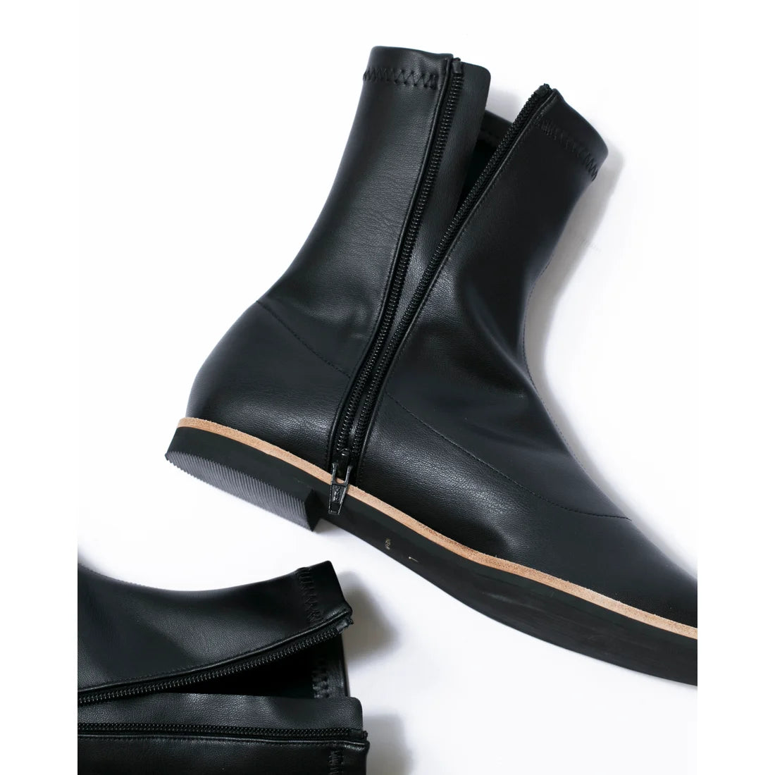 日本製 [蘋果皮][防水]Emma Francis 彈性靴子(9011a-AP 101)(Black apple leather)（ブラック アップルレザー）
