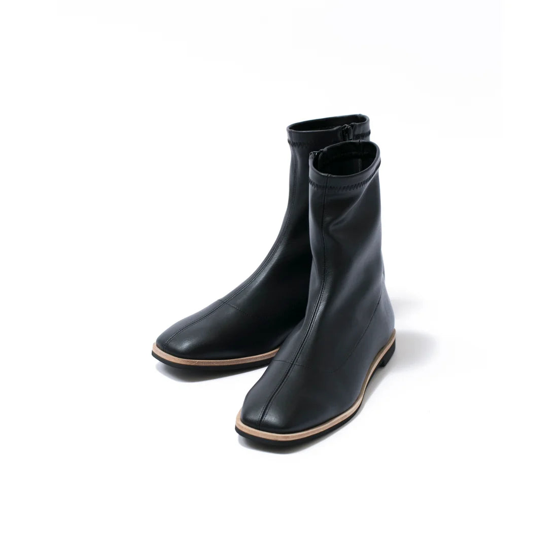 日本製 [蘋果皮][防水]Emma Francis 彈性靴子(9011a-AP 101)(Black apple leather)（ブラック アップルレザー）