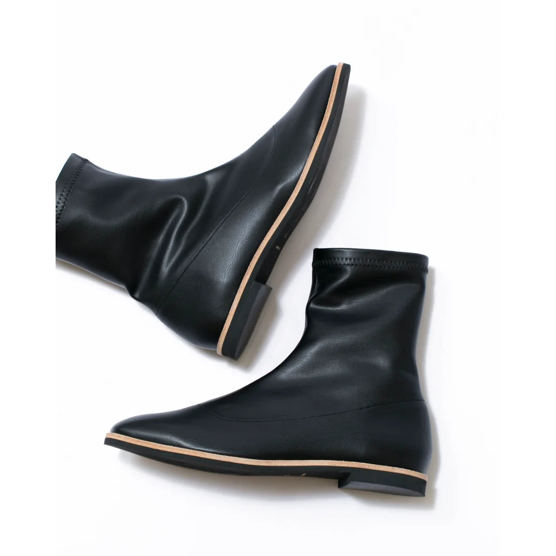 日本製 [蘋果皮][防水]Emma Francis 彈性靴子(9011a-AP 101)(Black apple leather)（ブラック アップルレザー）