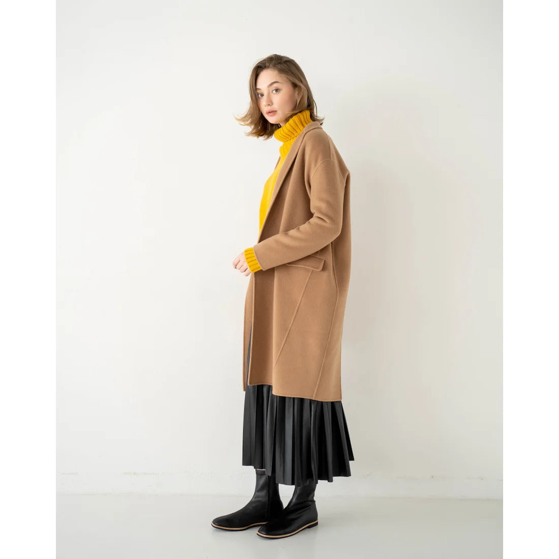 日本製 [蘋果皮][防水]Emma Francis 彈性靴子(9011a-AP 101)(Black apple leather)（ブラック アップルレザー）