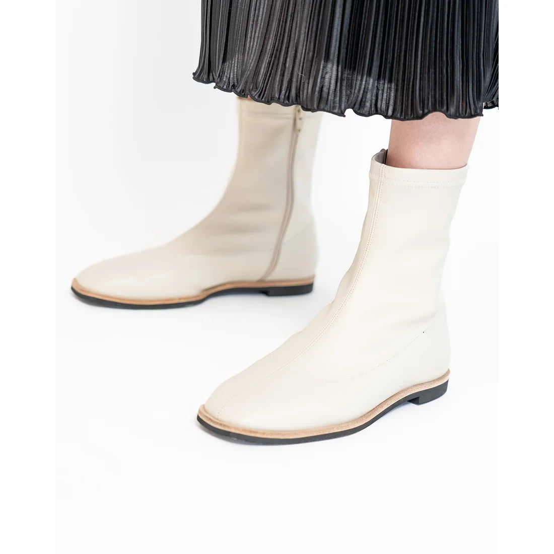 日本製 [蘋果皮][防水]Emma Francis 彈性靴子(9011a-AP 177)(Ivory apple leather)（アイボリー アップルレザー）