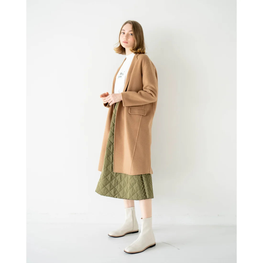 日本製 [蘋果皮][防水]Emma Francis 彈性靴子(9011a-AP 177)(Ivory apple leather)（アイボリー アップルレザー）