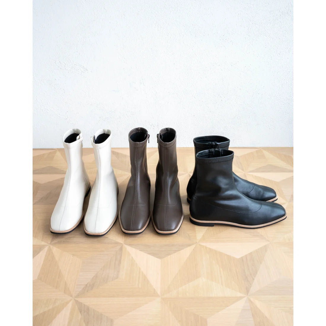 日本製 [蘋果皮][防水]Emma Francis 彈性靴子(9011a-AP 177)(Ivory apple leather)（アイボリー アップルレザー）