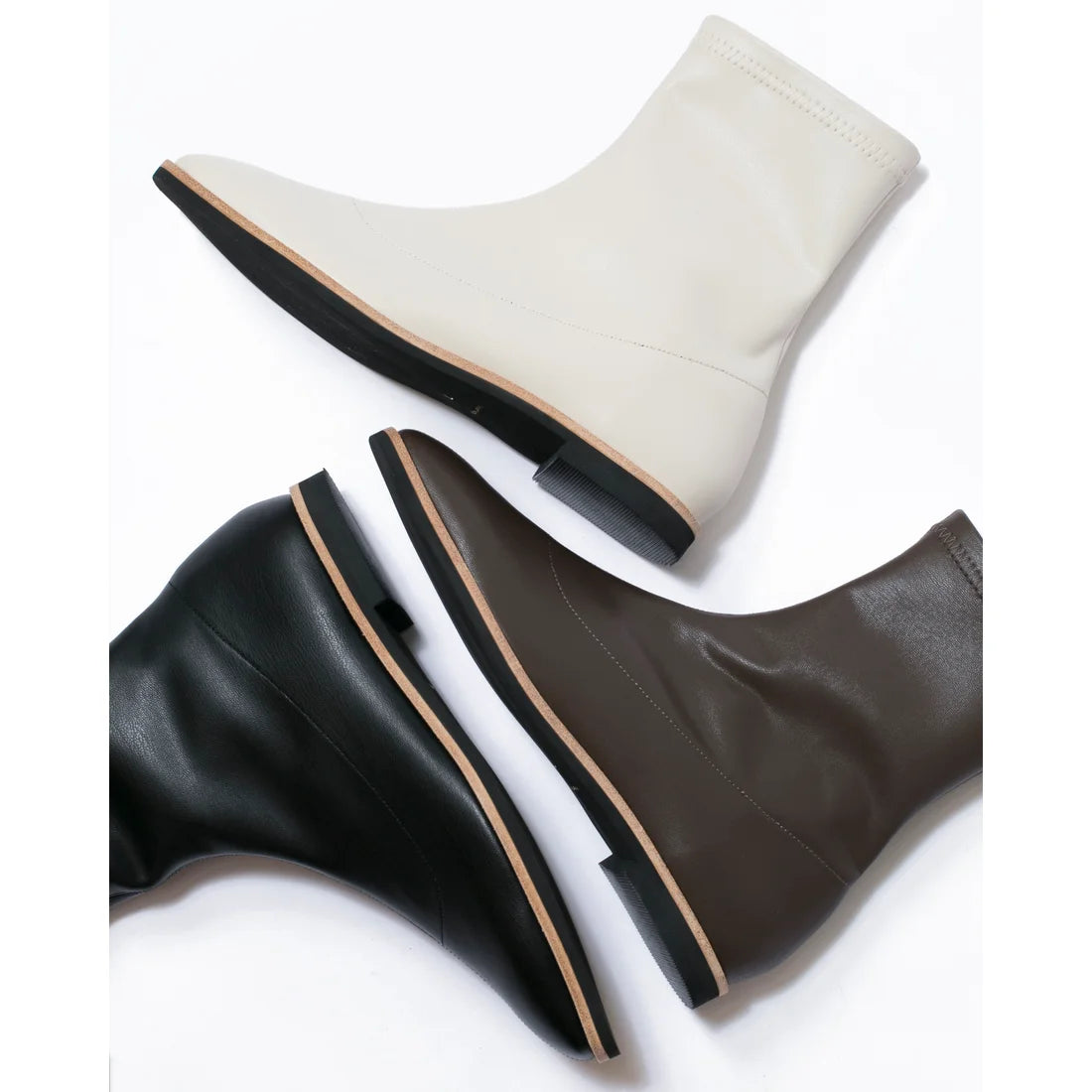 日本製 [蘋果皮][防水]Emma Francis 彈性靴子(9011a-AP 177)(Ivory apple leather)（アイボリー アップルレザー）
