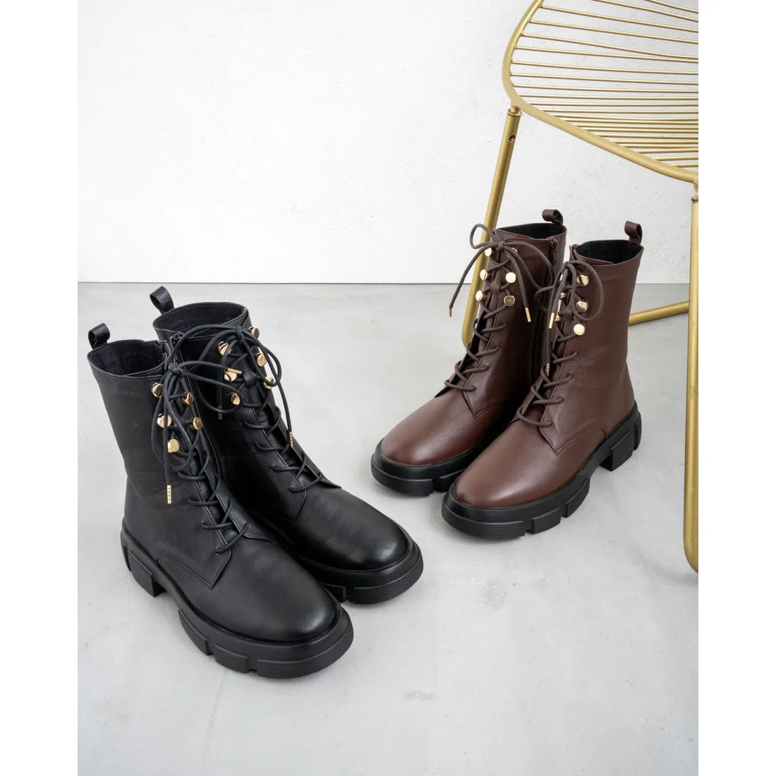日本製【防水】Emma Francis 防滑鞋底牛皮繫帶靴 (9012a-L 105)(Brown leather)（ブラウン レザー）