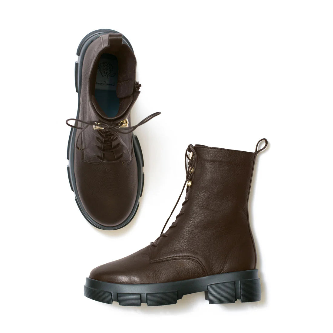 日本製【防水】Emma Francis 防滑鞋底牛皮繫帶靴 (9012a-L 105)(Brown leather)（ブラウン レザー）