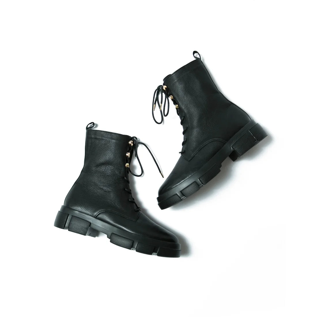 日本製【防水】Emma Francis 防滑鞋底牛皮繫帶靴 (9012a-L 101)(Black leather)（ブラック レザー）