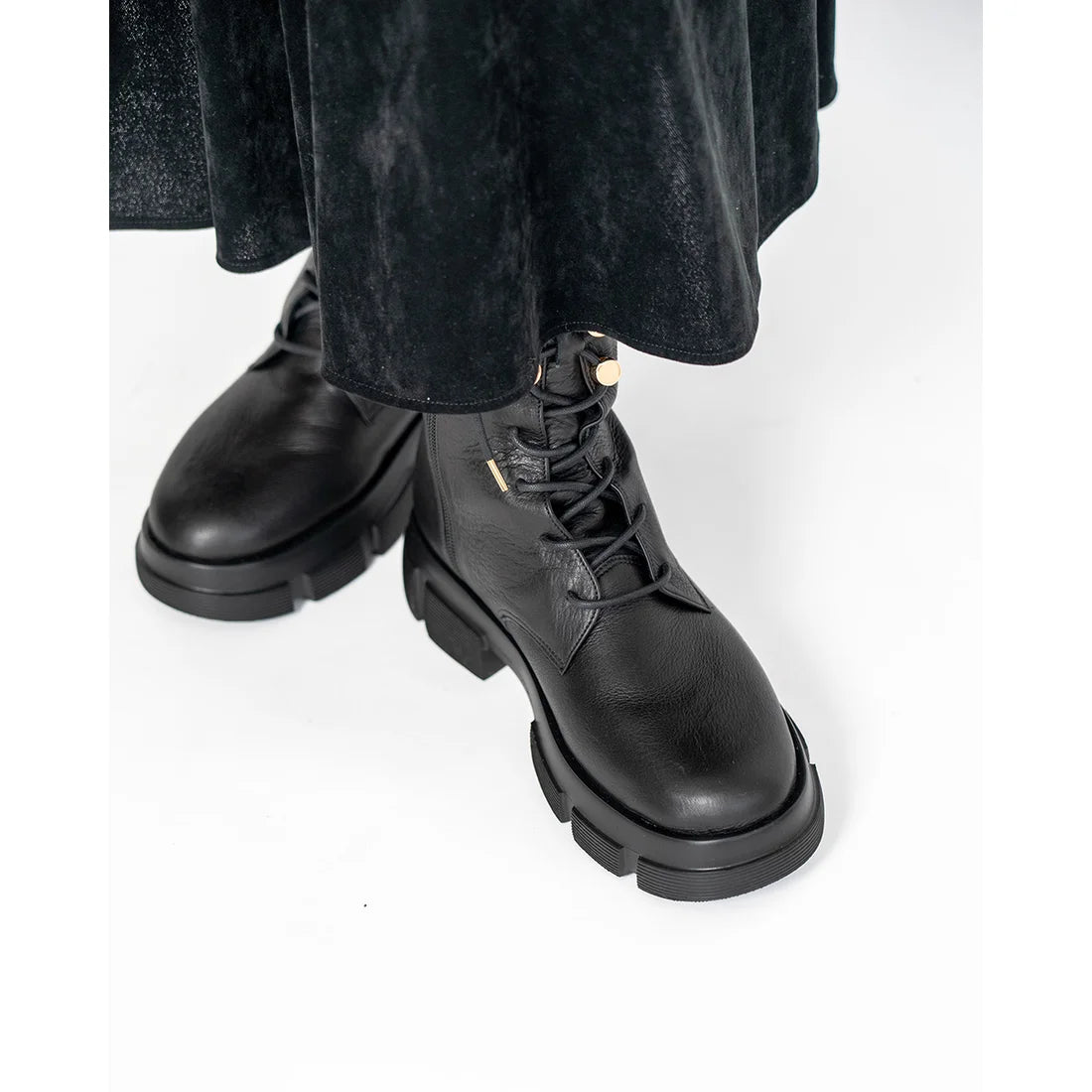 日本製【防水】Emma Francis 防滑鞋底牛皮繫帶靴 (9012a-L 101)(Black leather)（ブラック レザー）