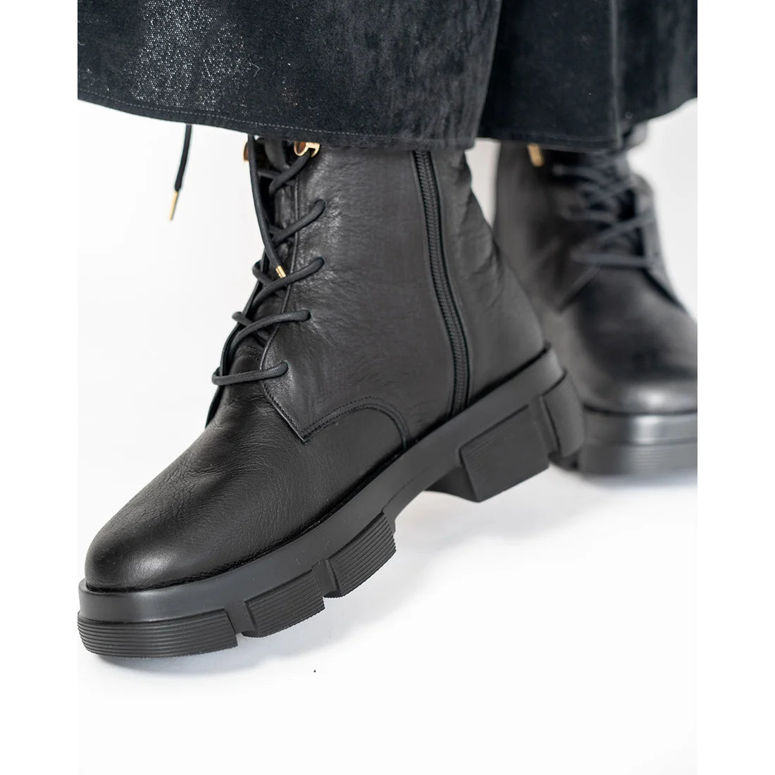 日本製【防水】Emma Francis 防滑鞋底牛皮繫帶靴 (9012a-L 101)(Black leather)（ブラック レザー）