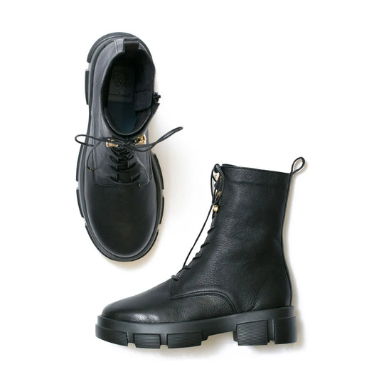 日本製【防水】Emma Francis 防滑鞋底牛皮繫帶靴 (9012a-L 101)(Black leather)（ブラック レザー）