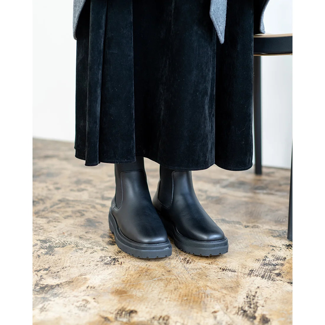 日本製【防水】Emma Francis 履帶側邊戈爾靴 (9010a-L 101)(Black leather)（ブラック レザー）