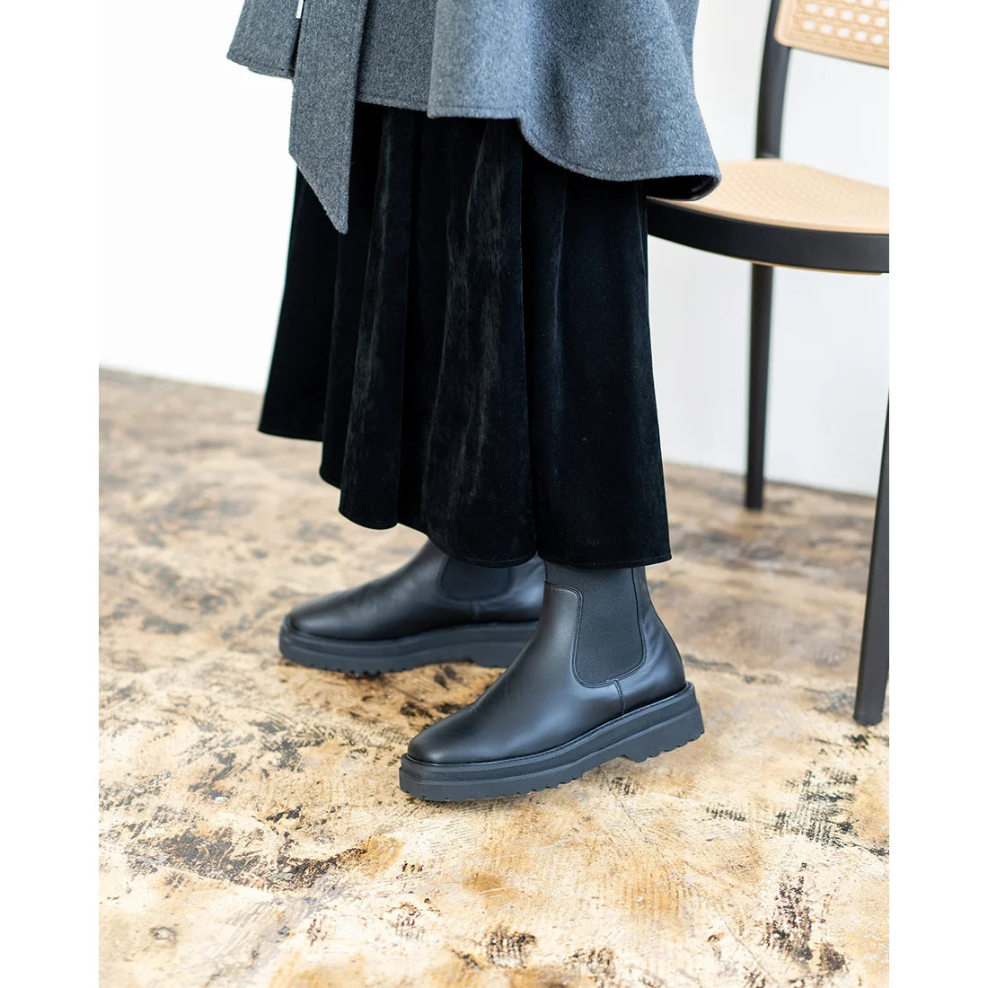 日本製【防水】Emma Francis 履帶側邊戈爾靴 (9010a-L 101)(Black leather)（ブラック レザー）