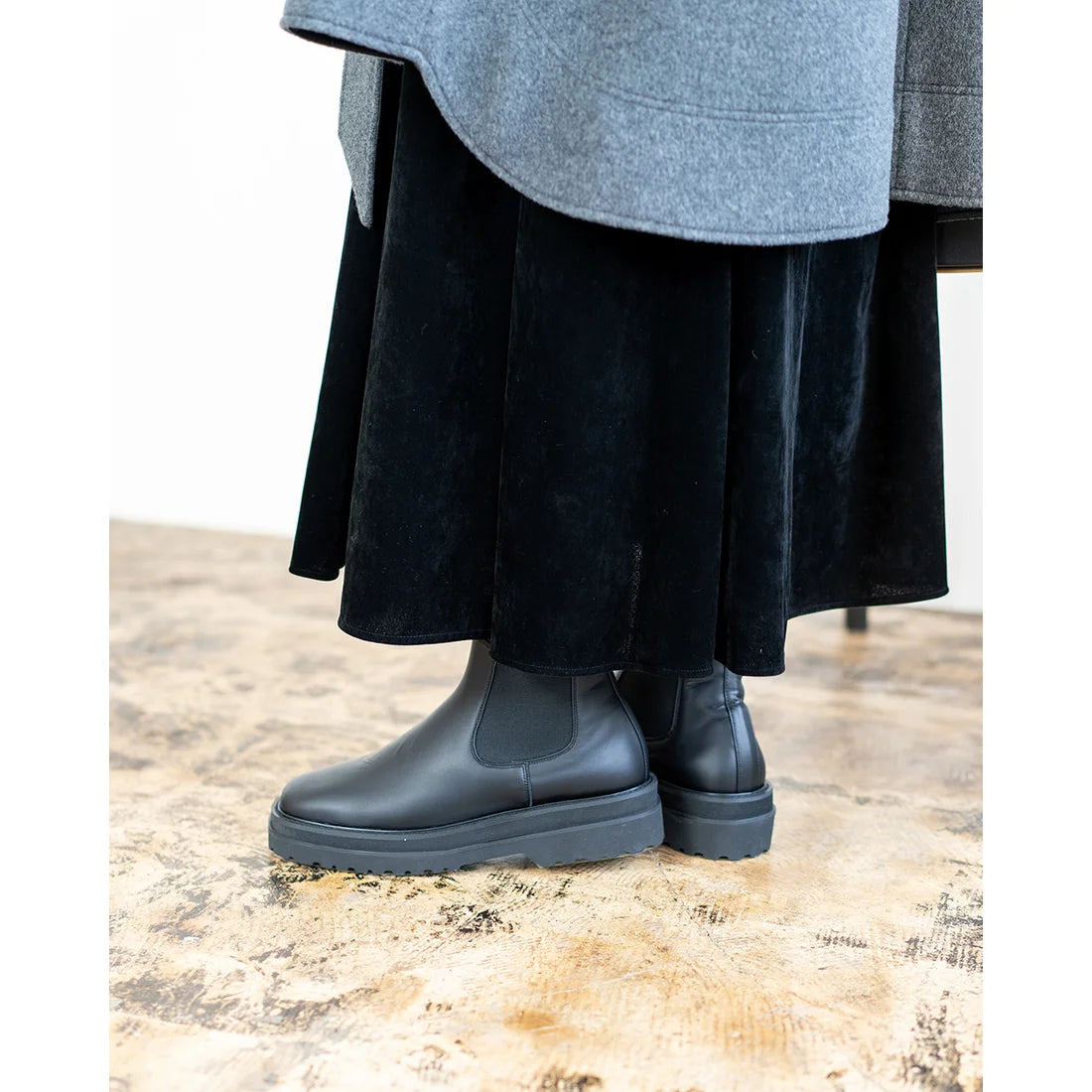 日本製【防水】Emma Francis 履帶側邊戈爾靴 (9010a-L 101)(Black leather)（ブラック レザー）
