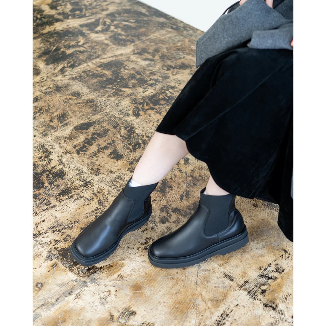 日本製【防水】Emma Francis 履帶側邊戈爾靴 (9010a-L 101)(Black leather)（ブラック レザー）