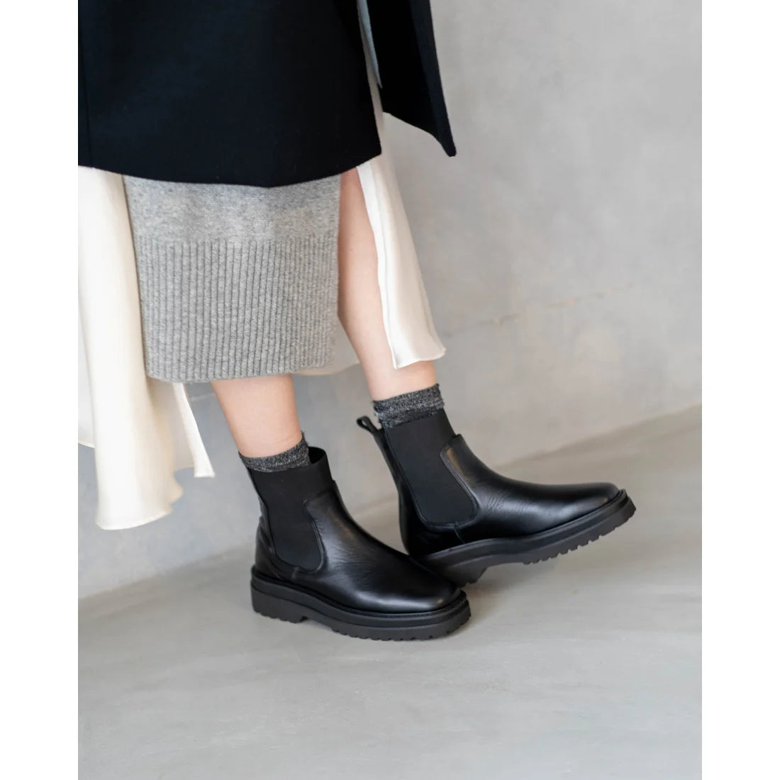 日本製【防水】Emma Francis 履帶側邊戈爾靴 (9010a-L 101)(Black leather)（ブラック レザー）