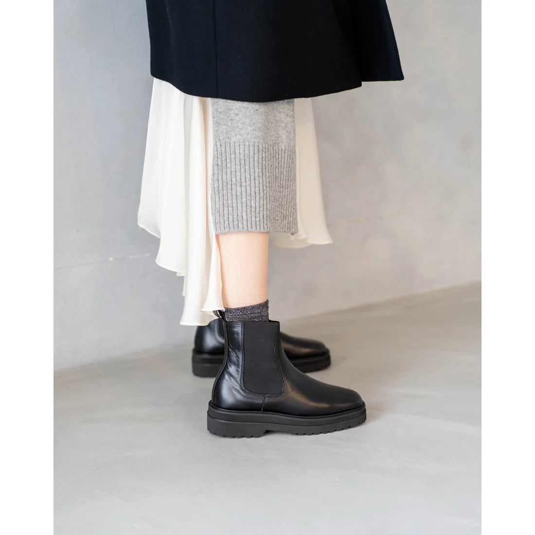 日本製【防水】Emma Francis 履帶側邊戈爾靴 (9010a-L 101)(Black leather)（ブラック レザー）