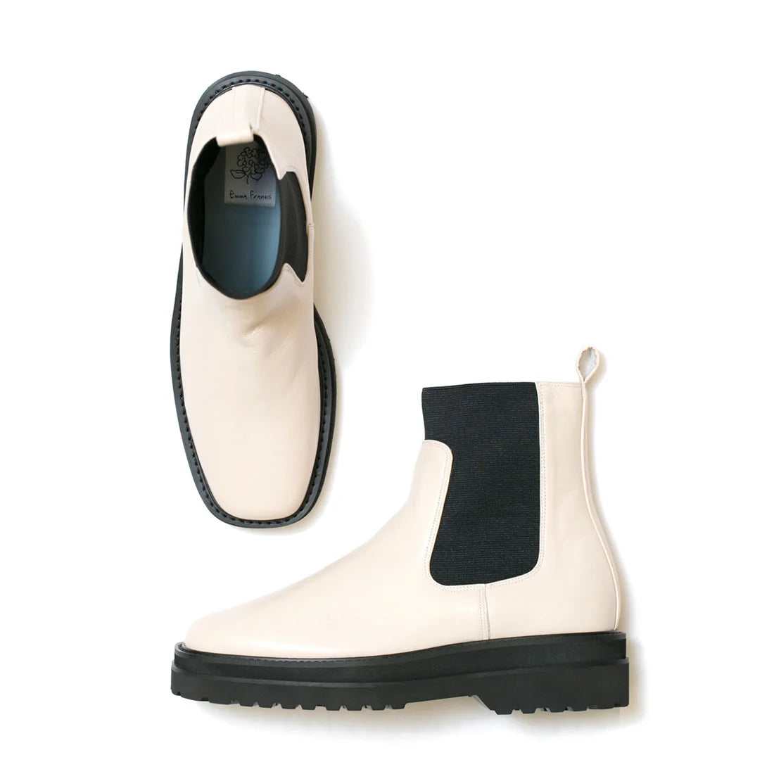 日本製【防水】Emma Francis 履帶側邊戈爾靴 (9010a-L 177)(Ivory leather)（アイボリー レザー）