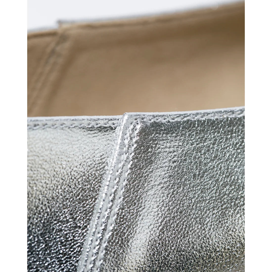 日本製 [蘋果皮][防水]Emma Francis 方頭U型平底鞋(03f-AP 162)(Silver apple leather)（シルバー アップルレザー）