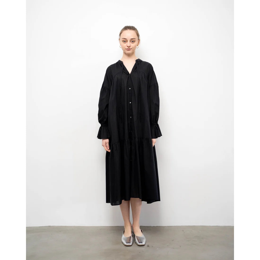 日本製 [蘋果皮][防水]Emma Francis 方頭U型平底鞋(03f-AP 162)(Silver apple leather)（シルバー アップルレザー）