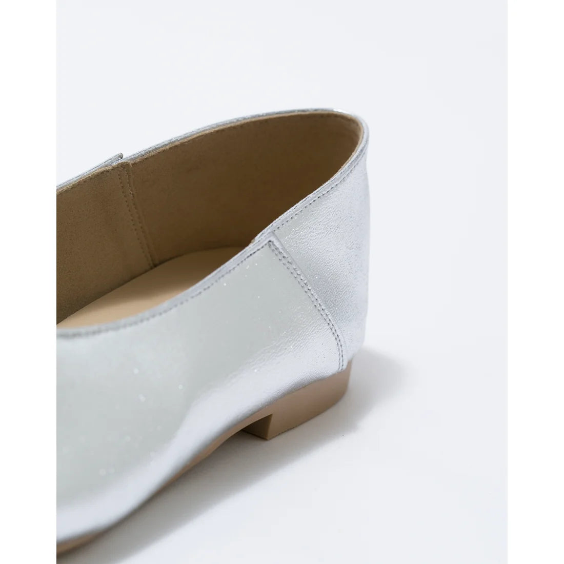 日本製 [蘋果皮][防水]Emma Francis 方頭U型平底鞋(03f-AP 162)(Silver apple leather)（シルバー アップルレザー）