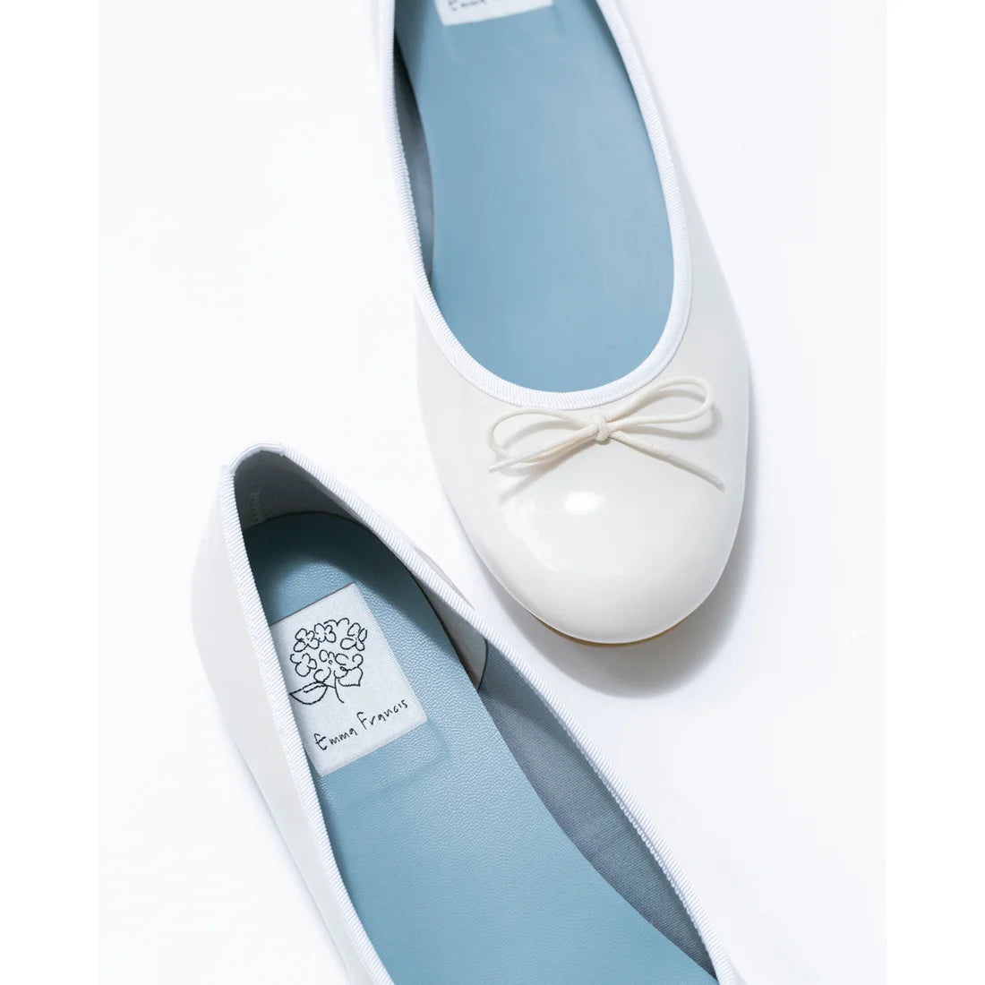 日本製 Emma Francis 圓頭平底芭蕾舞晴雨鞋 (02a-E 159) (White Enamel)（ホワイト エナメル）