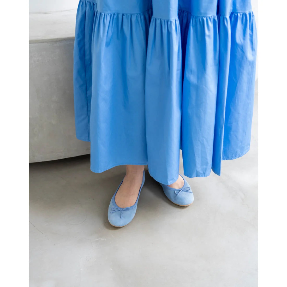 日本製【珍珠色調防水】Emma Francis圓頭平底芭蕾舞鞋(02b-L S121)(Light blue suede)（ライトブルー レザースエード）