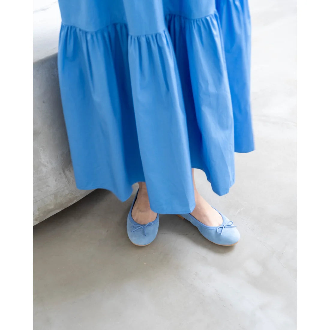 日本製【珍珠色調防水】Emma Francis圓頭平底芭蕾舞鞋(02b-L S121)(Light blue suede)（ライトブルー レザースエード）