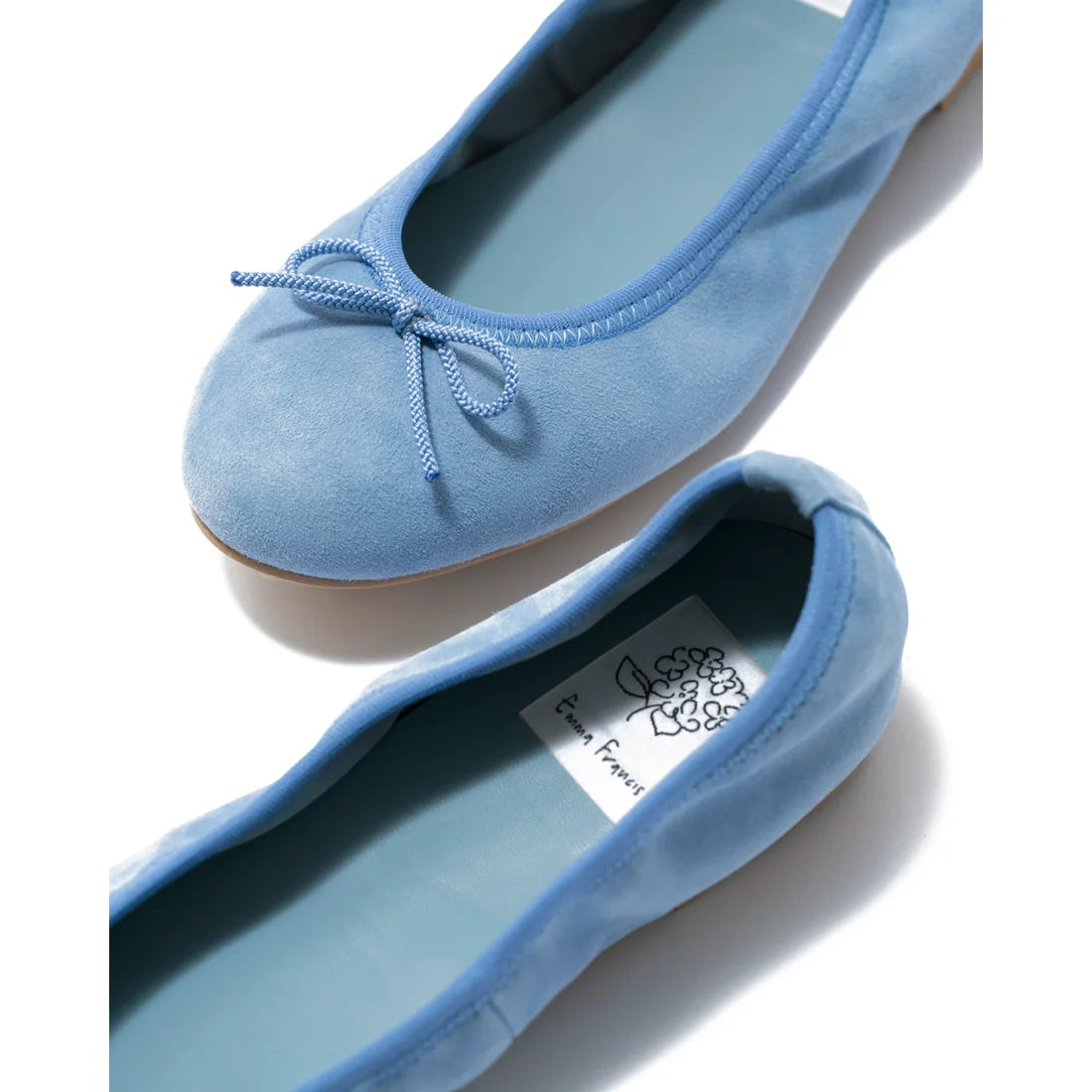 日本製【珍珠色調防水】Emma Francis圓頭平底芭蕾舞鞋(02b-L S121)(Light blue suede)（ライトブルー レザースエード）