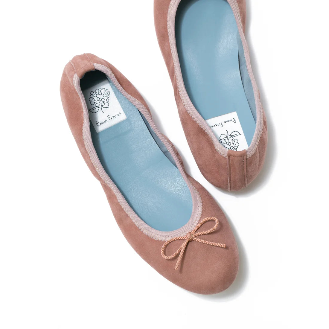 日本製【珍珠色調防水】Emma Francis圓頭平底芭蕾舞鞋(02b-L S198)(Pink beige leather suede)（ピンクベージュ レザースエード）