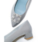 日本製 Emma Francis 尖頭3cm跟珠寶搭扣高跟鞋(3002b-ST 153)(Gray satin)（グレー サテン）