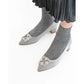 日本製 Emma Francis 尖頭3cm跟珠寶搭扣高跟鞋(3002b-ST 153)(Gray satin)（グレー サテン）