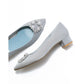日本製 Emma Francis 尖頭3cm跟珠寶搭扣高跟鞋(3002b-ST 153)(Gray satin)（グレー サテン）