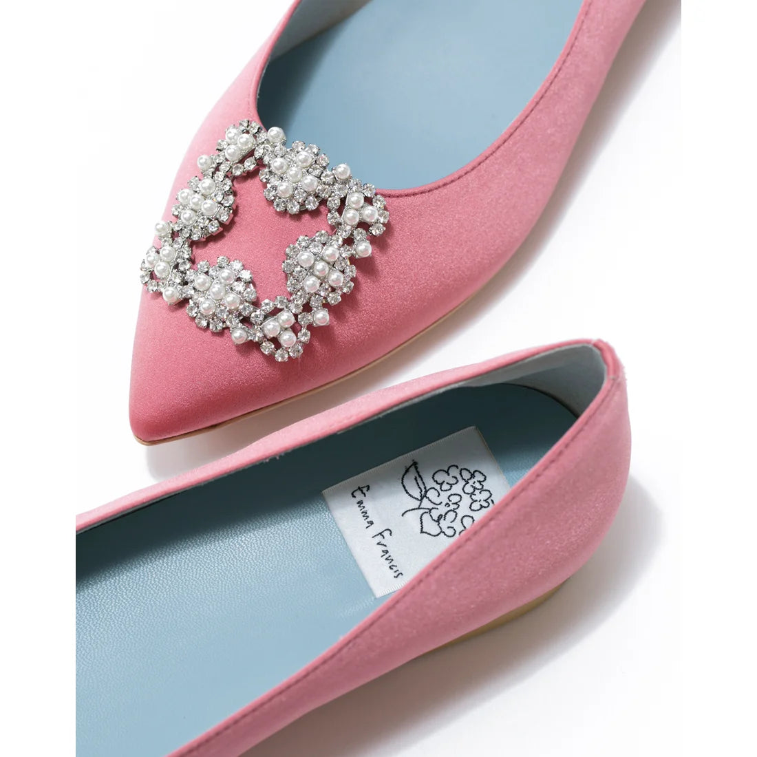 日本製 Emma Francis 平底珠寶搭扣高跟鞋(01t-ST 145)(Light pink Satin)（ライトピンク サテン）