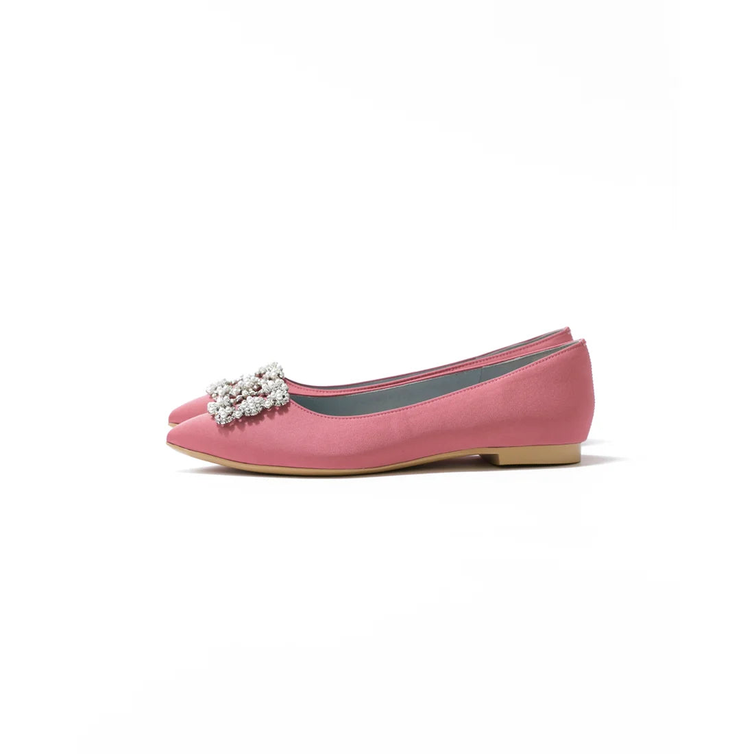 日本製 Emma Francis 平底珠寶搭扣高跟鞋(01t-ST 145)(Light pink Satin)（ライトピンク サテン）