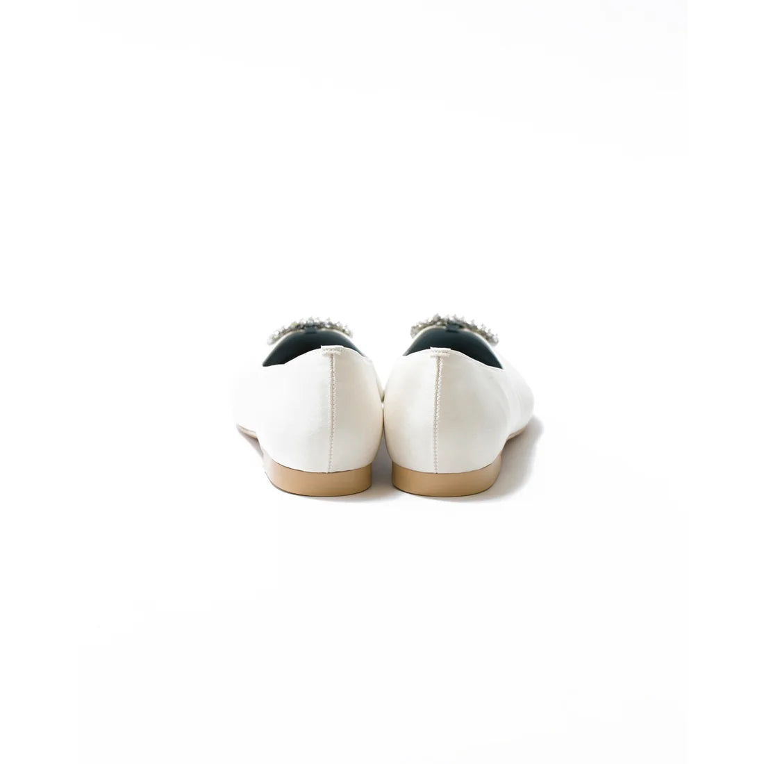 日本製 Emma Francis 平底珠寶搭扣高跟鞋(01t-ST 158)(White Satin)（ホワイト サテン）