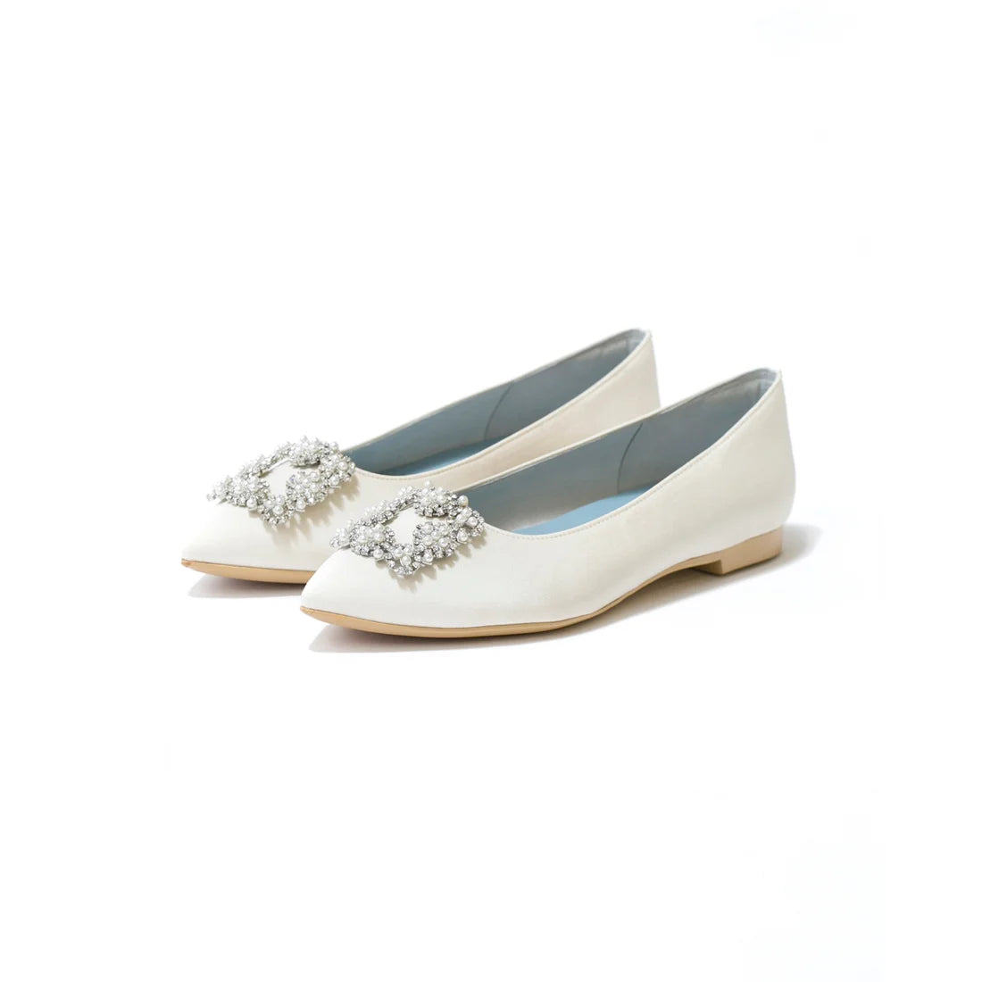 日本製 Emma Francis 平底珠寶搭扣高跟鞋(01t-ST 158)(White Satin)（ホワイト サテン）