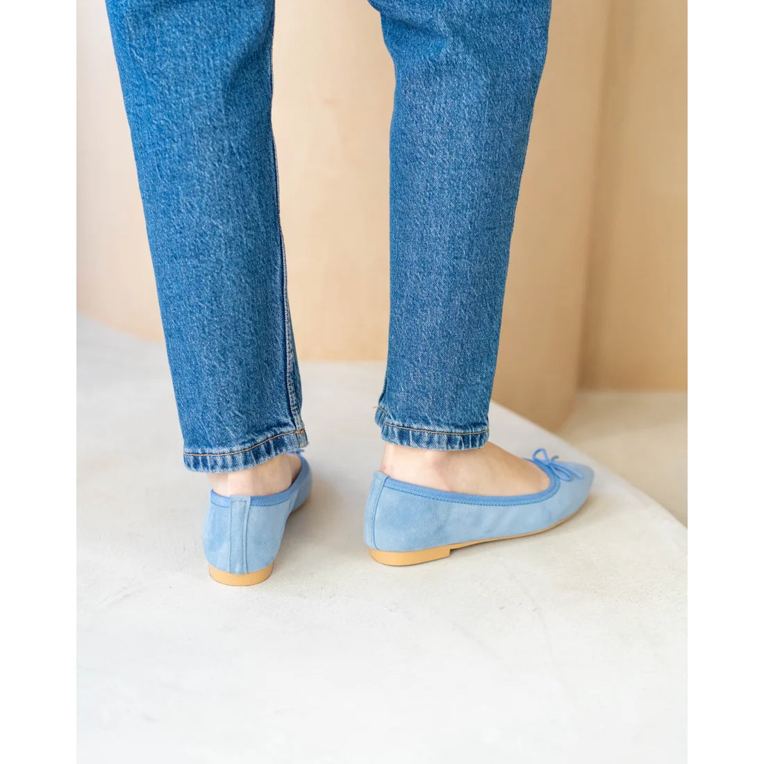 日本製【珍珠色調防水】Emma Francis尖頭平底芭蕾舞鞋 (01b-L S121)(Light blue leather suede)（ライトブルー レザースエード）