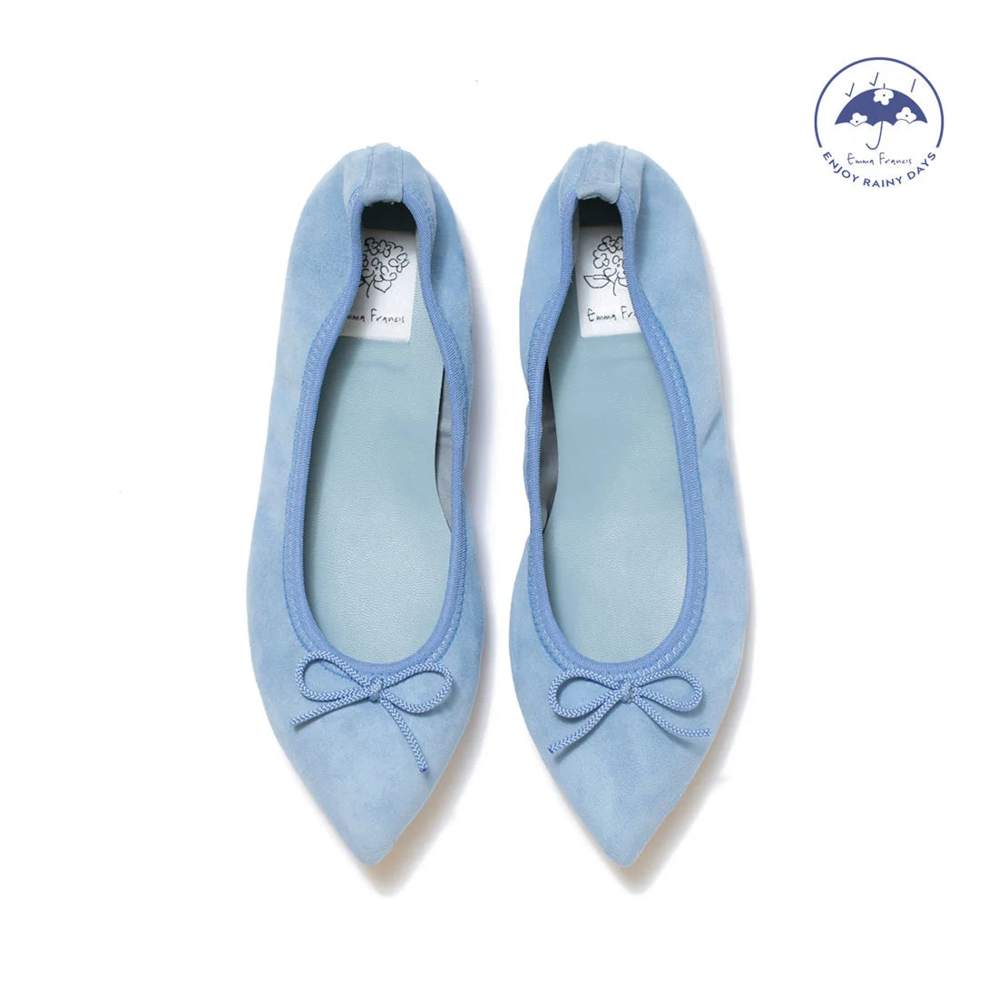 日本製【珍珠色調防水】Emma Francis尖頭平底芭蕾舞鞋 (01b-L S121)(Light blue leather suede)（ライトブルー レザースエード）