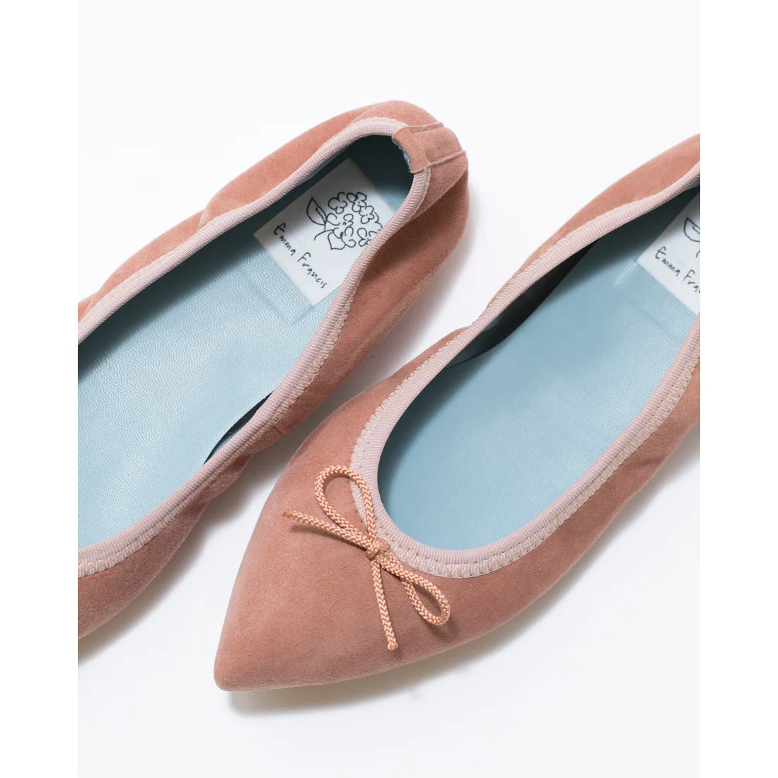 日本製【珍珠色調防水】Emma Francis尖頭平底芭蕾舞鞋 (01b-L S198)(Pink beige leather suede)（ピンクベージュ レザースエード）
