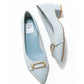 日本製 Emma Francis 尖頭搭扣花呢高跟鞋(3002d-TW 120)(Blue tweed)（ブルー ツイード）