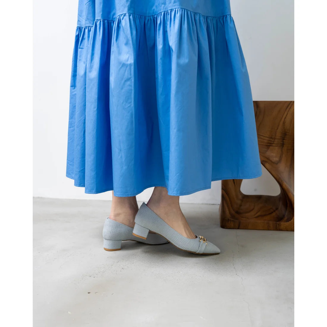 日本製 Emma Francis 尖頭搭扣花呢高跟鞋(3002d-TW 120)(Blue tweed)（ブルー ツイード）