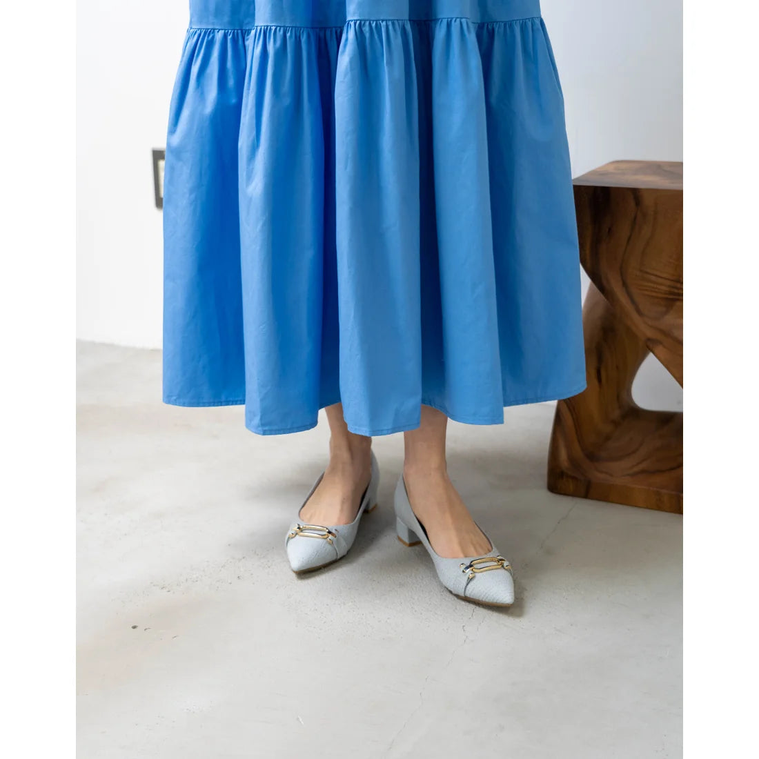 日本製 Emma Francis 尖頭搭扣花呢高跟鞋(3002d-TW 120)(Blue tweed)（ブルー ツイード）