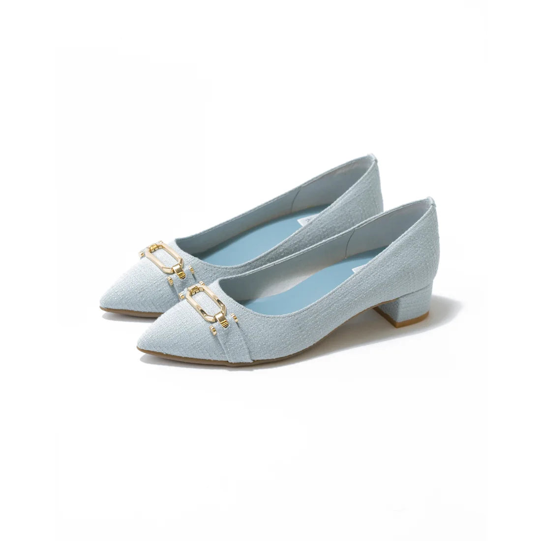 日本製 Emma Francis 尖頭搭扣花呢高跟鞋(3002d-TW 120)(Blue tweed)（ブルー ツイード）