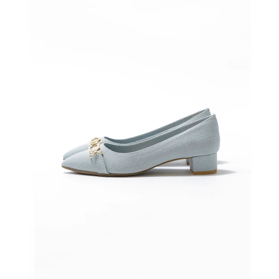 日本製 Emma Francis 尖頭搭扣花呢高跟鞋(3002d-TW 120)(Blue tweed)（ブルー ツイード）