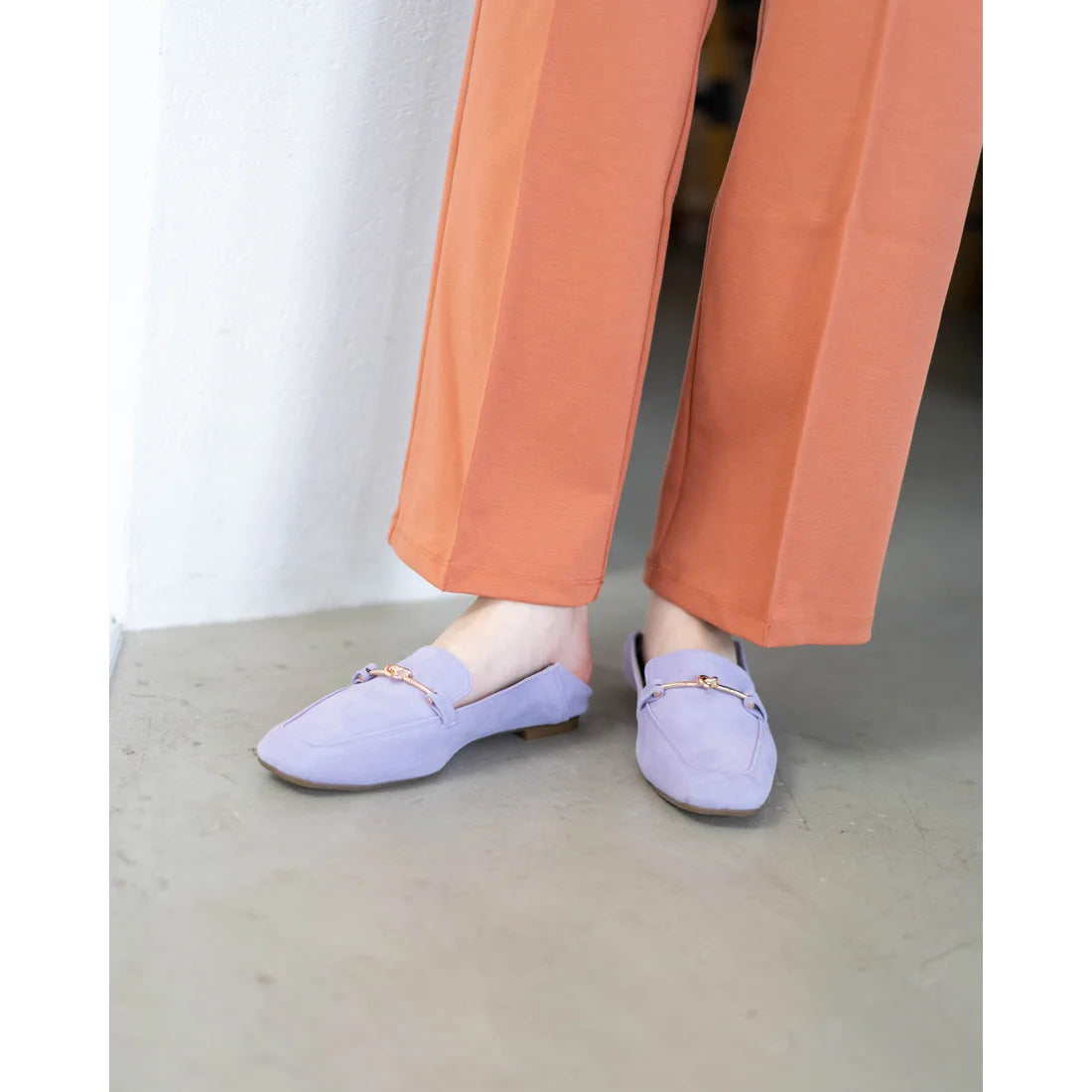 日本製[防水]Emma Francis 平底樂福鞋(03e-LS 127)(Light purple leather suede) （ライトパープル レザースエード）