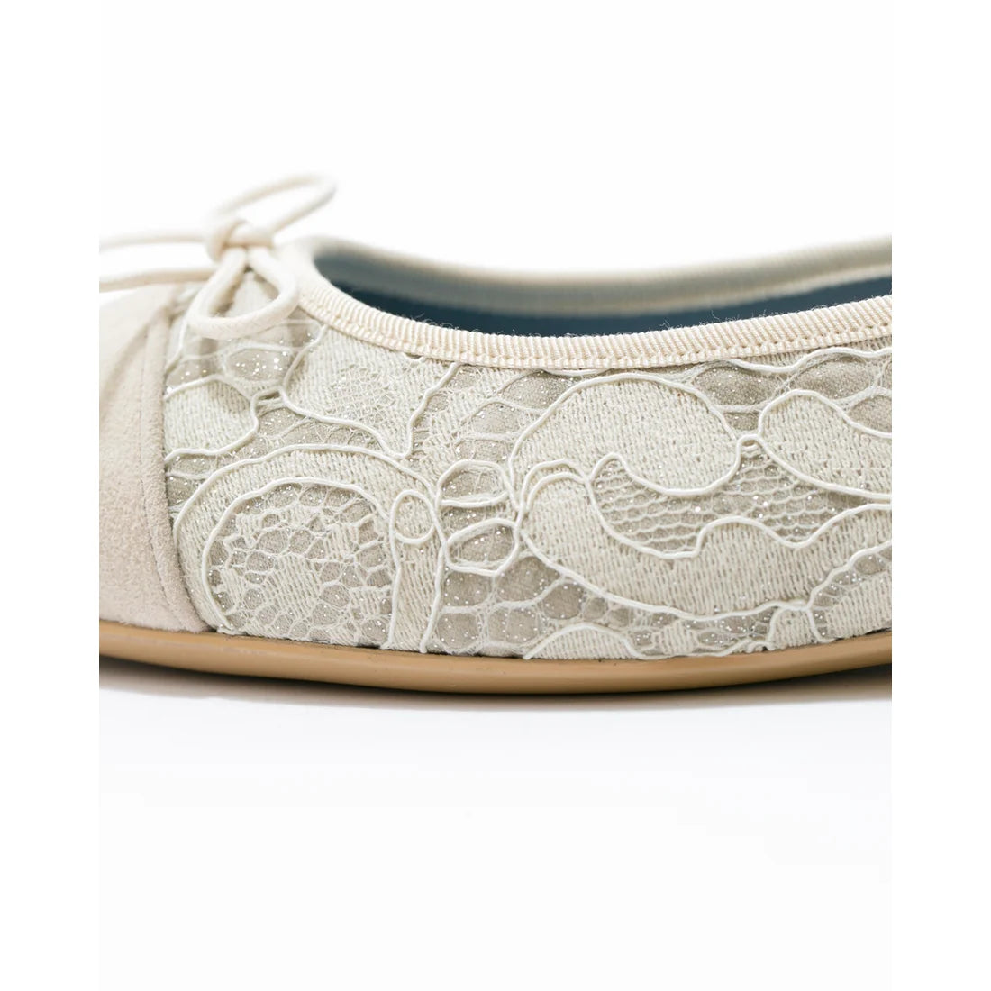日本製 Emma Francis 平底尖頭蕾絲芭蕾舞鞋(01l-L 177)(Ivory lace)（アイボリー レース）